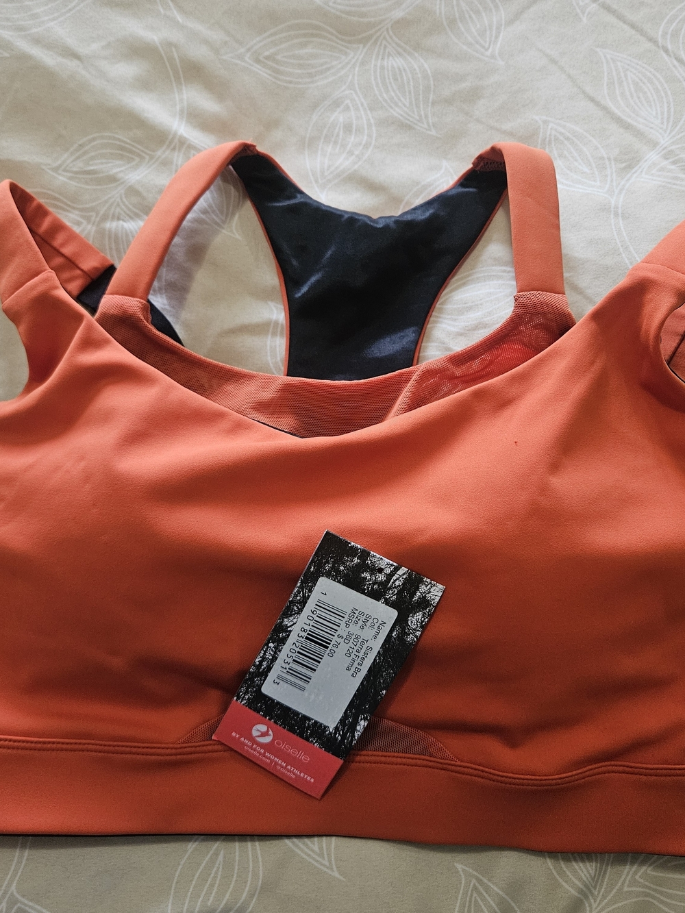 oiselle Orange Sports Bra with Black Interior